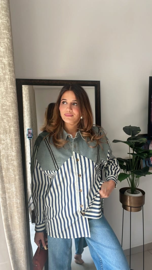 Denim Zipper Detailed Poplin Shirt — CLOSET AFFAIR