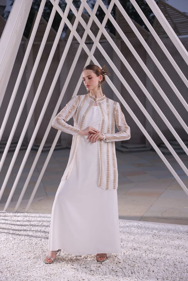 Ivory Embroidered Long Shrug — EDITION II