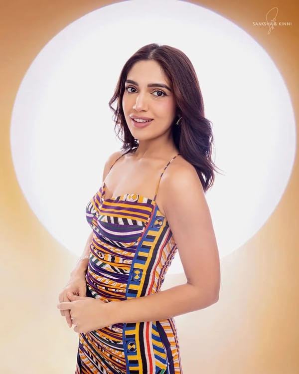 Multi Abstract Stripe Fit and Flare Midi Dress — Saaksha and Kinni