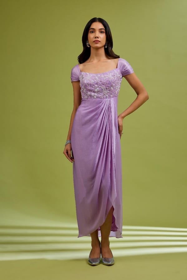 Lilac Embroidered Gown — EWOKE STUDIO