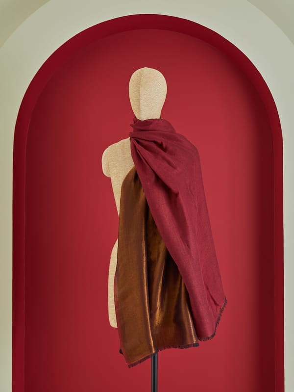 Wool RV Zari Red/Gold Stole — Shaza