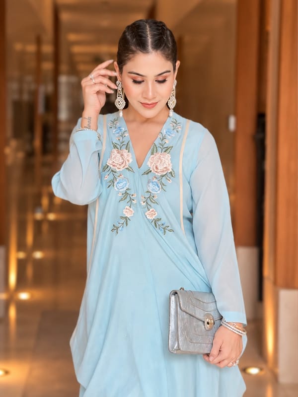 Parsi Embroidery Draped Tunic — HOUSE OF FETT