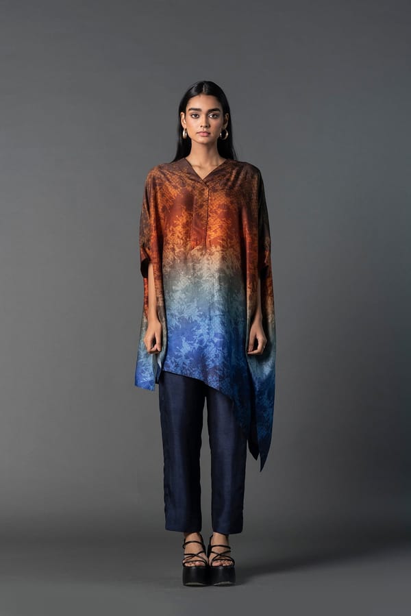 Array Leafy Rusty Blue Kurta Set — CLOS