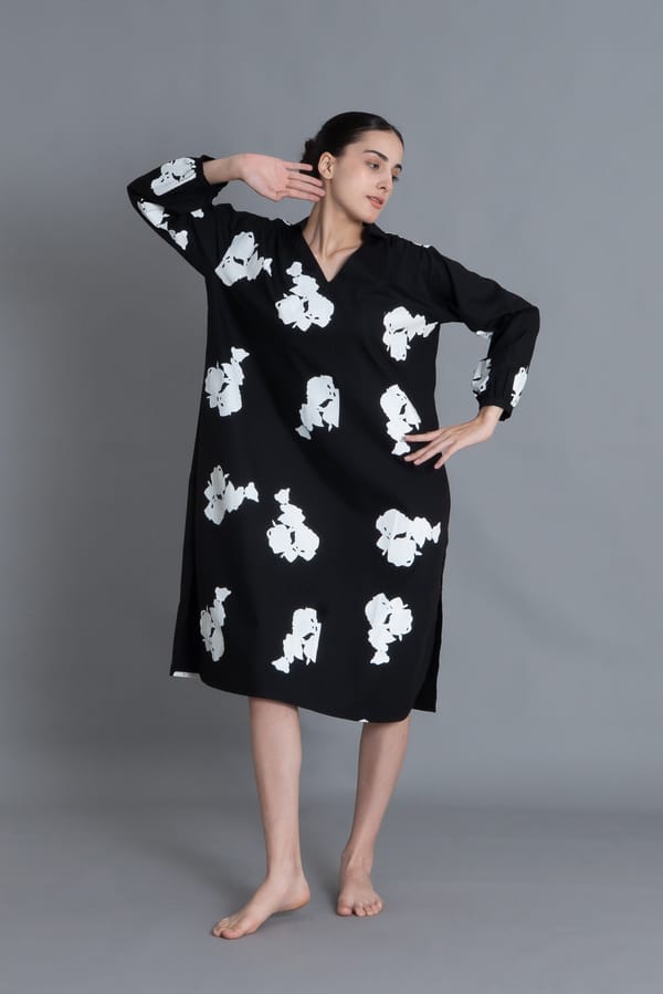 Black Floral Printed Dress — Khat