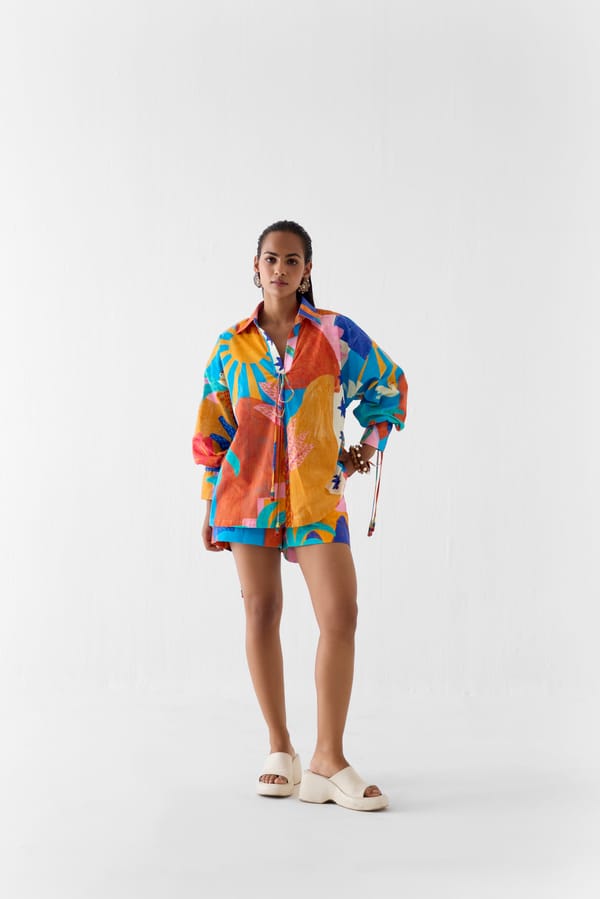 Multicolor Abstract Print Shirt and Shorts Co-ord Set — Studio Rigu