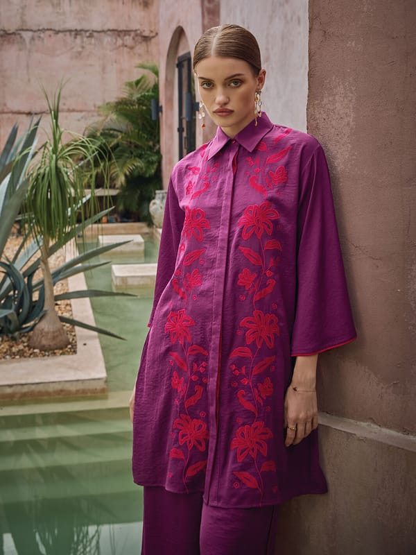 Dahlia Crepe Embroidered Tunic — HOUSE OF FETT