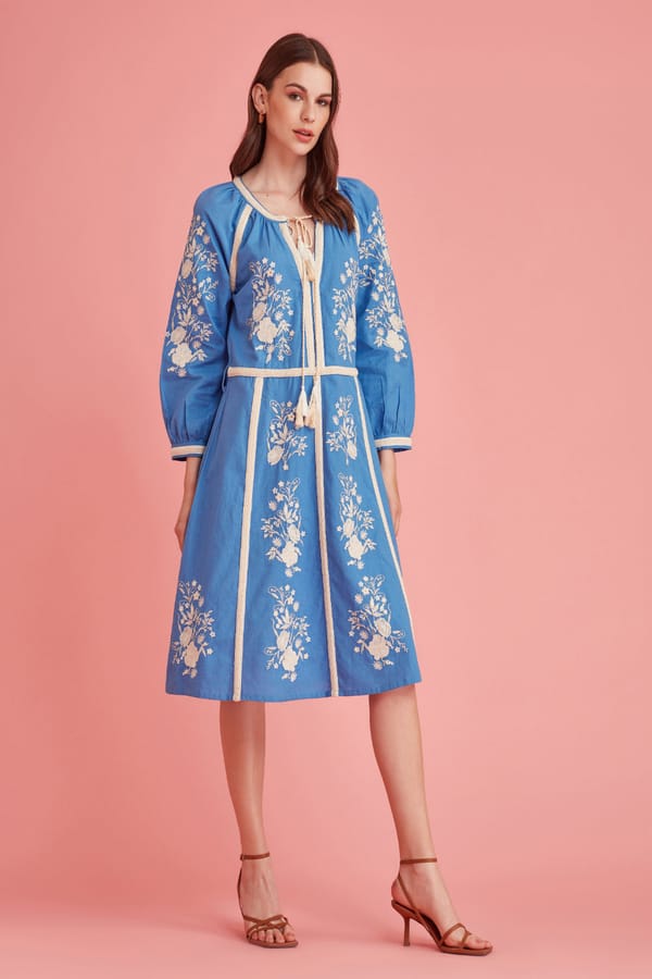 Mughal Inspired Embroidered Midi Dress — BOHO-CHIC