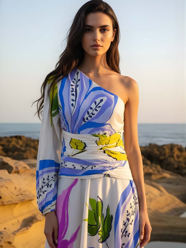 Lily Printed One Shoulder Maxi Dress — POPPI