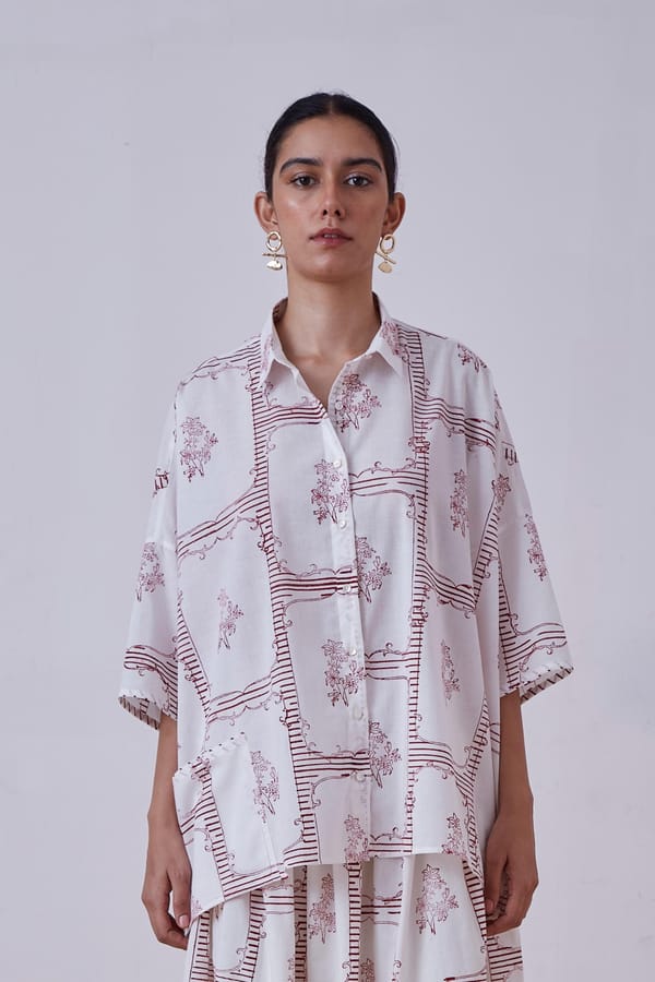 Goonj Red Hand Printed Shirt — The Summer House