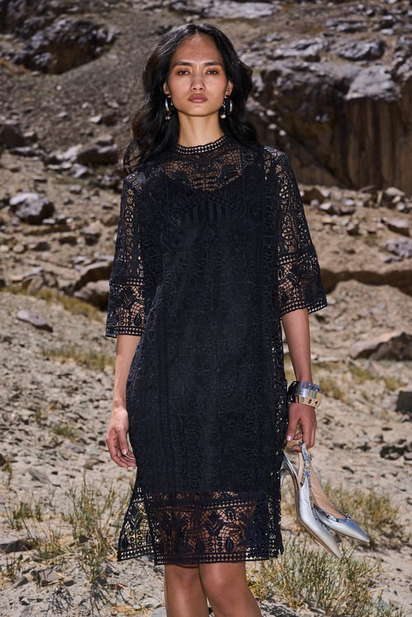 Black Lace Straight Midi Dress with 3/4 Sleeves — Dash and Dot