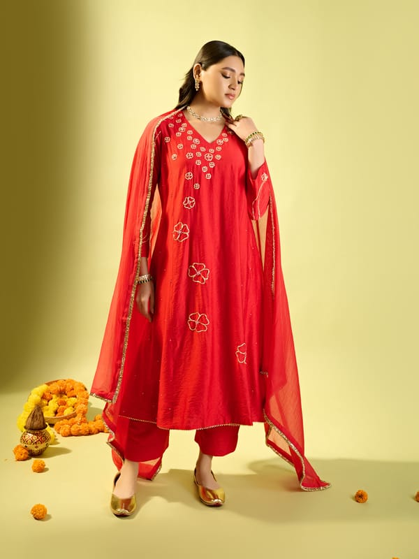 Red Kali Kurta Set — KOMAL SHAH