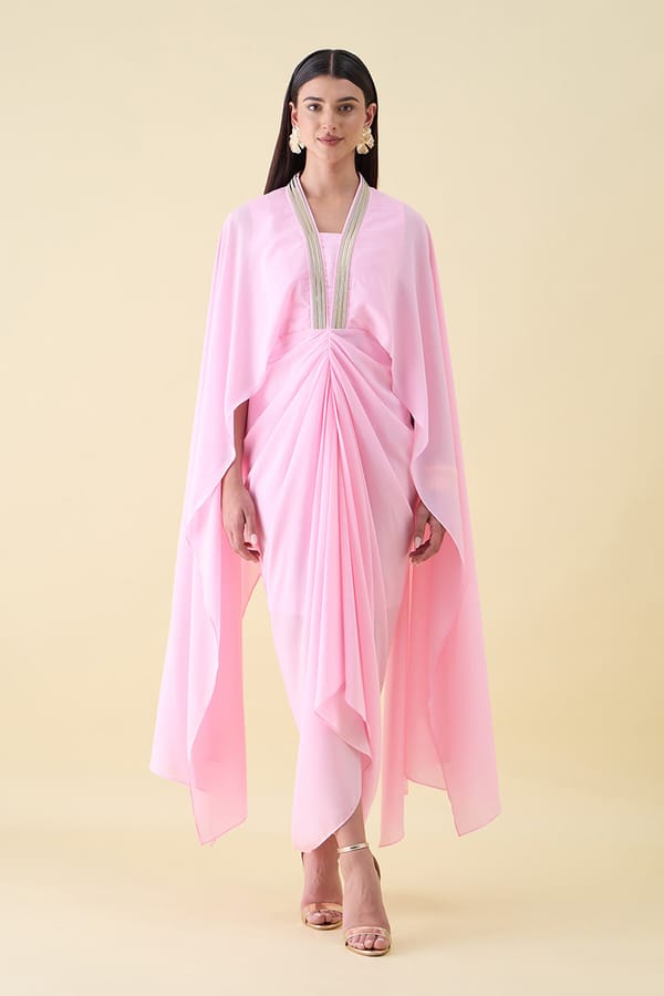 Bubble Pink Draped Dress — Aakaar