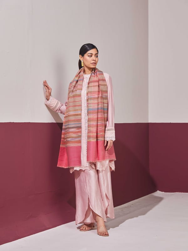 Zari Check Reversibles Pashmina Stole — Shaza