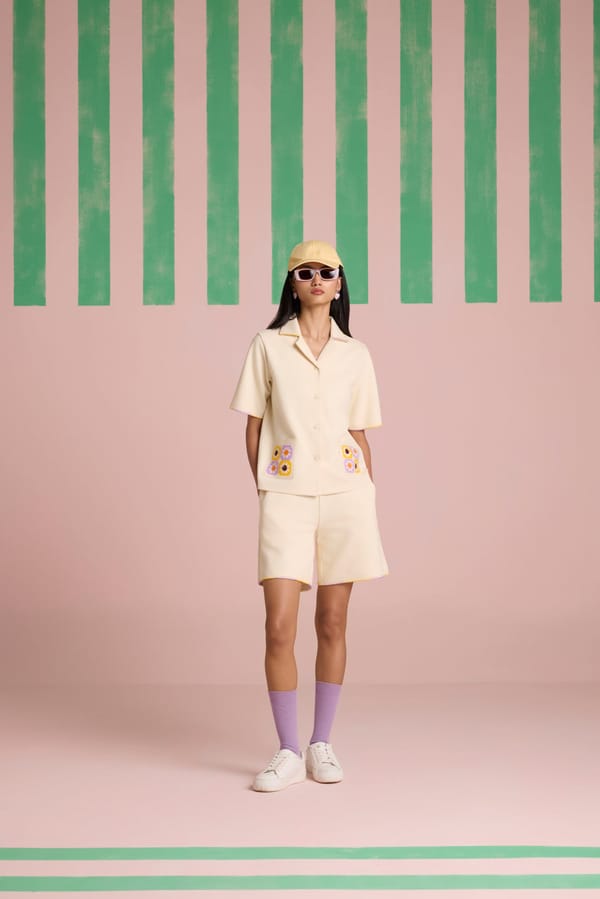 Buttermilk Interlock Shirt and Shorts Co-ord Set — Muvazo
