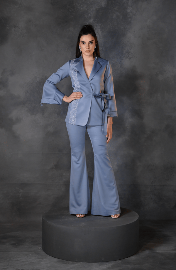 Stone Blue Blazer Pant Set — OMBRELLO