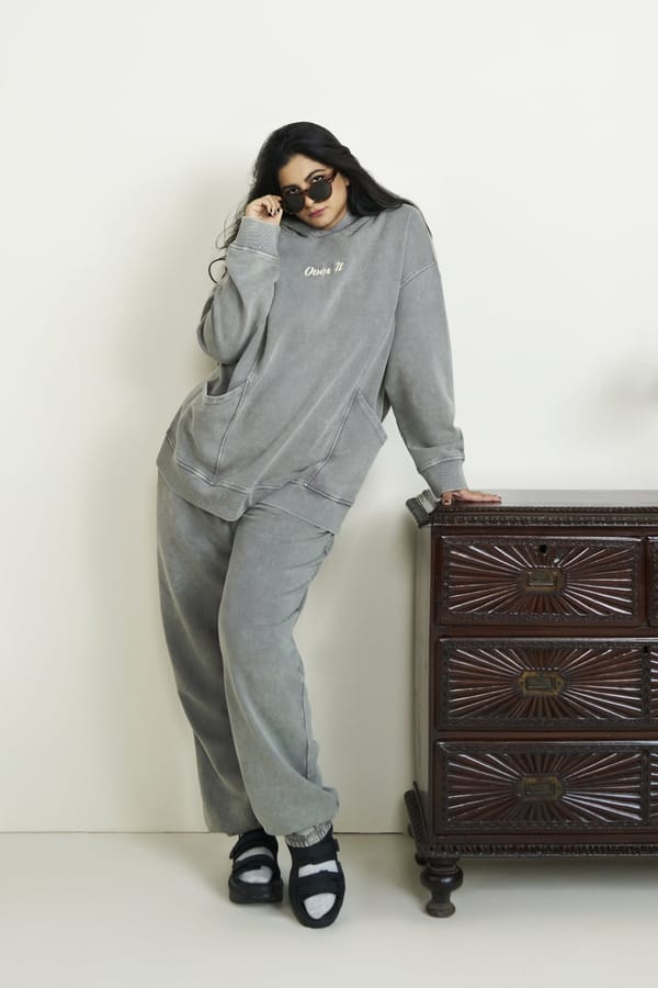 Grey Acid Wash Cotton Terry Lounge Joggers — Necesera