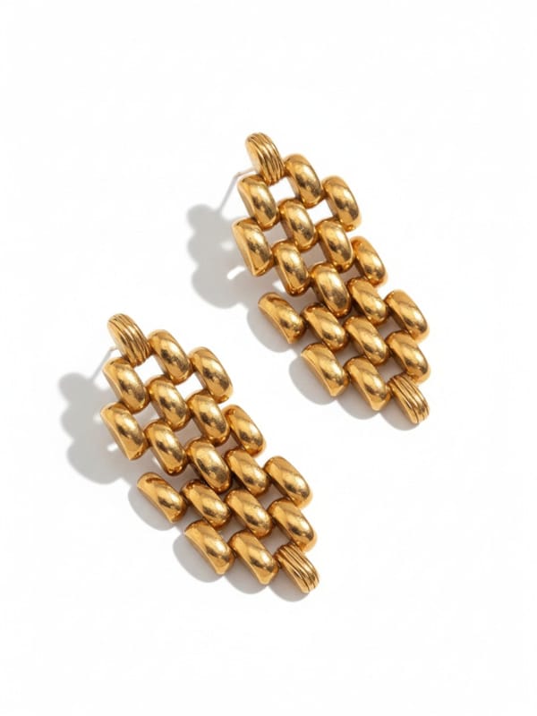 Geometric Chain Drop Earrings — Cao Jewellery