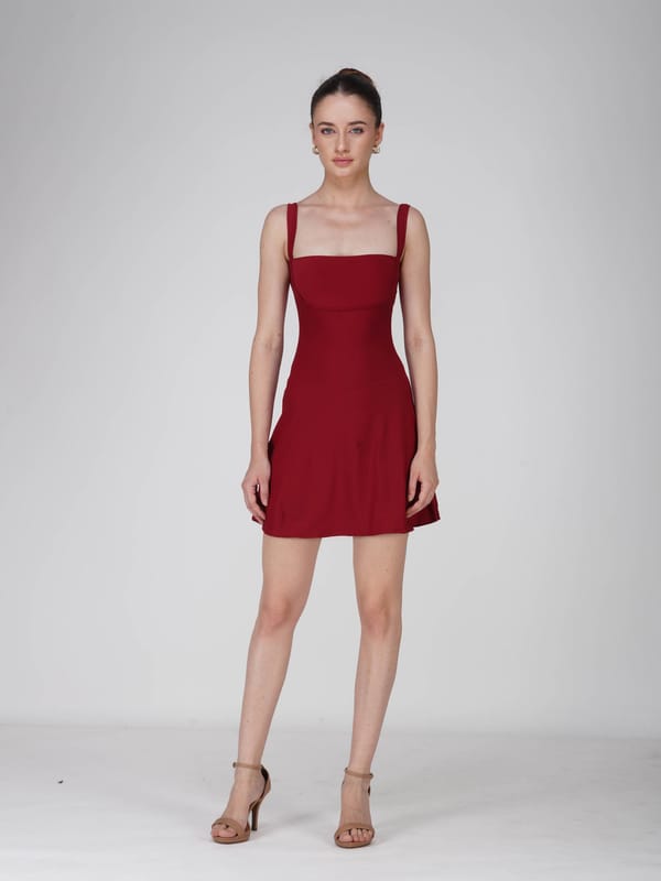 Red Square Neck Dress - Shade Dress (Cherry) — Select Staples