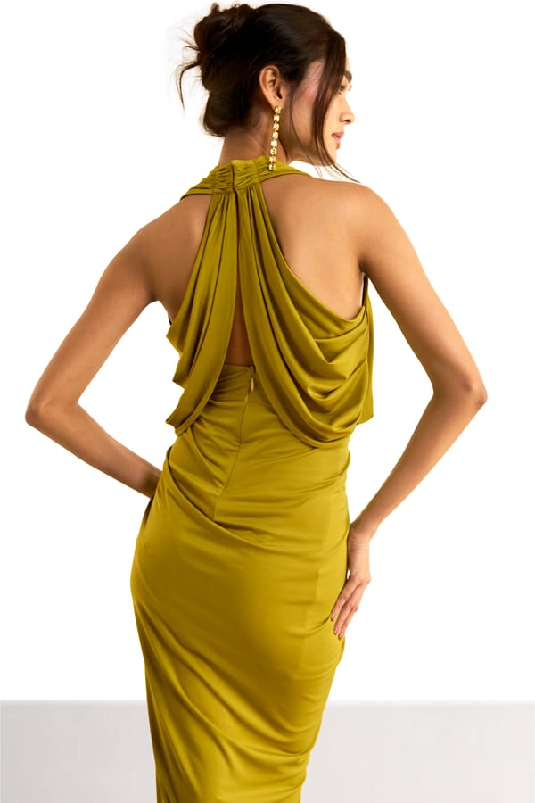 Halter Neck Front Overlap Knit Dress — Dash and Dot