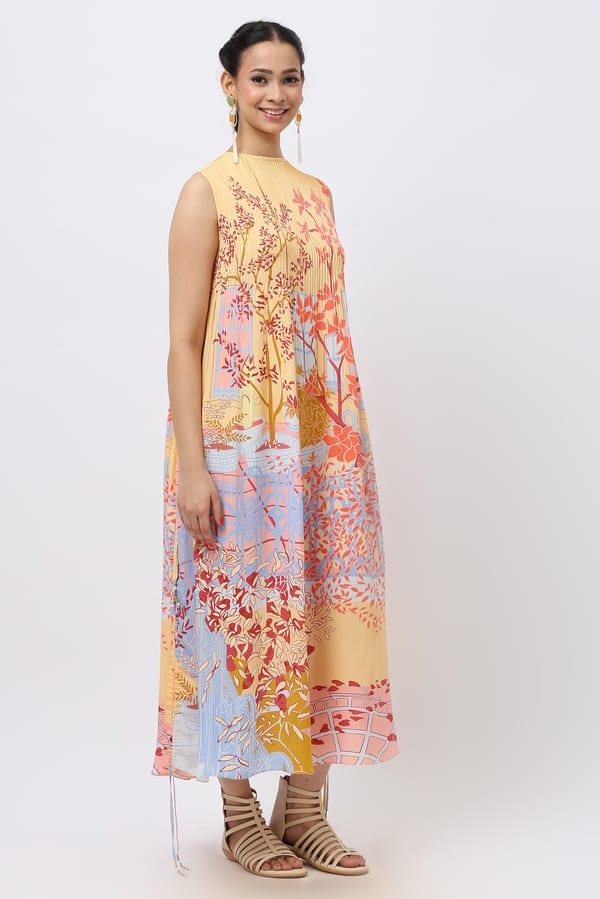 2-Way Scenery Crepe Maxi — Jungle Marigold