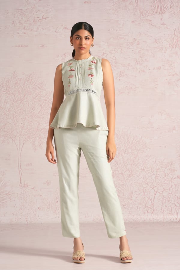 Blush Vines Peplum Co-Ord — Kaveri
