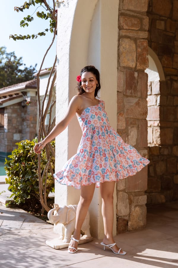 Pixie One Shoulder Short Dress — SAJKE