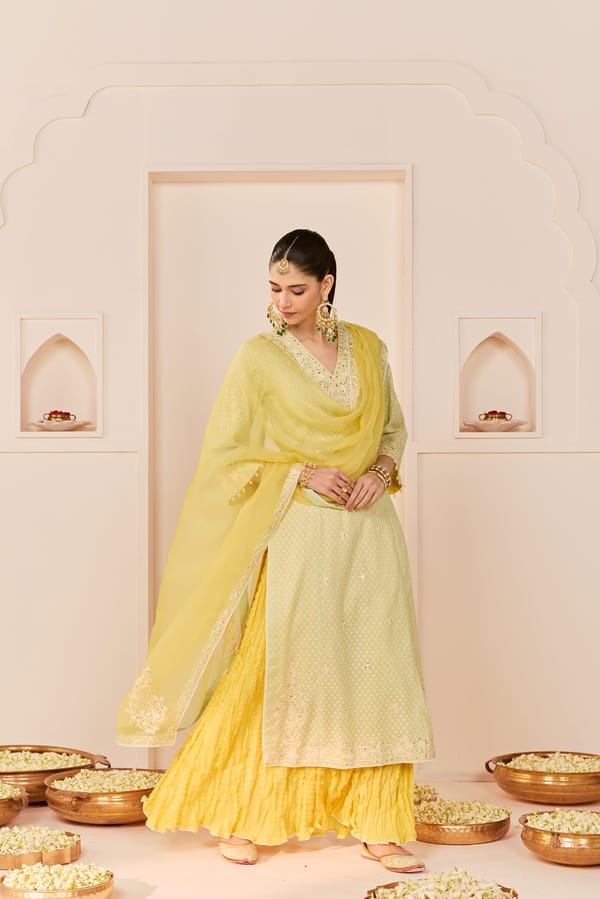 RUHANI - LONG KURTA WITH SKIRT AND DUPATTA — Sheetal Batra