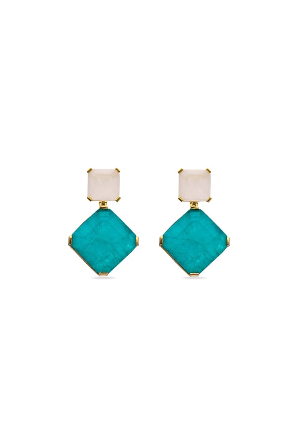 Persian Square Dark Cascade Dangler Earrings — Miss Jo