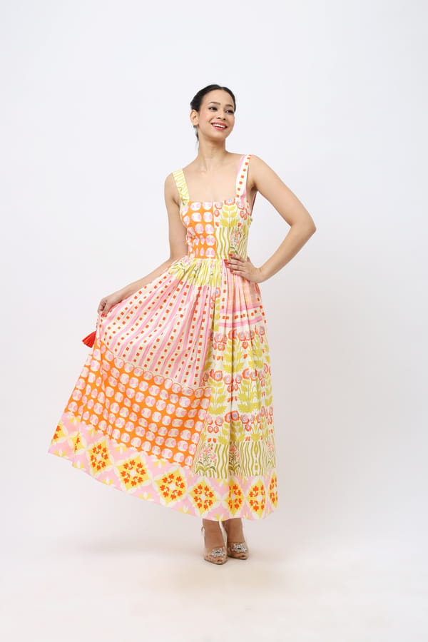 Midi Cotton Pink Dress — Jungle Marigold