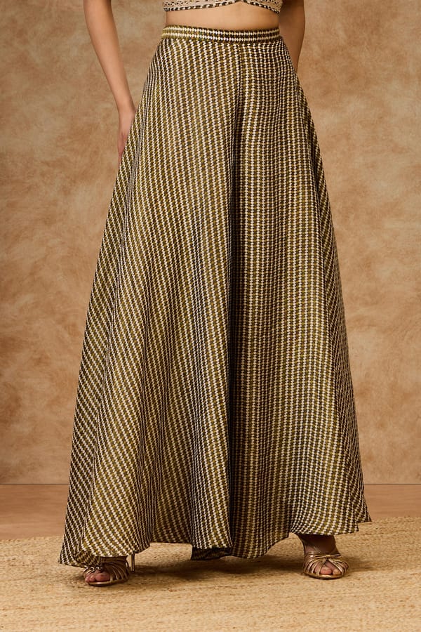 Moss Grid Palazzo Pants — Needle Ten