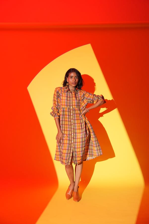 Tangerine Checked Dress — Cloth Haus