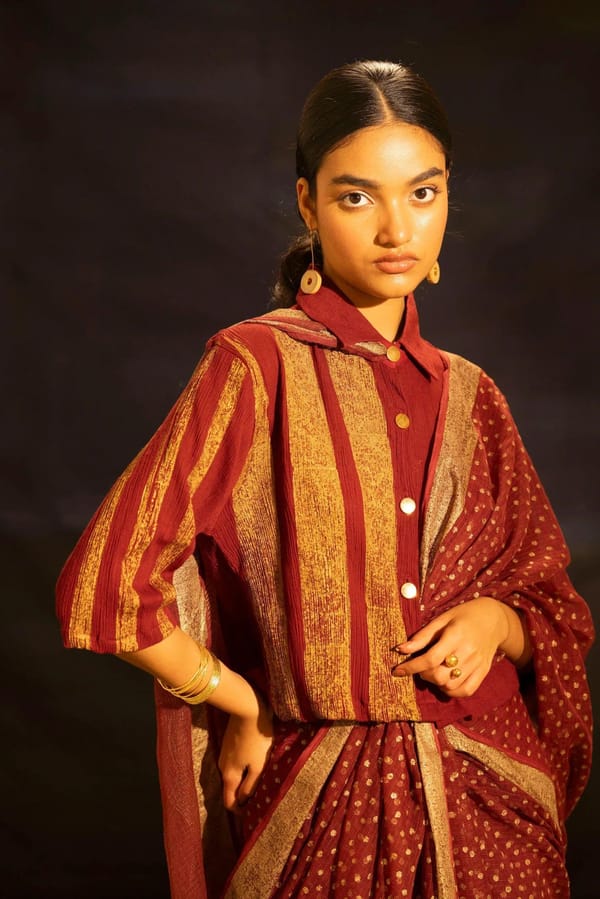 Illume Rift Maroon Collar Blouse — Banana Labs