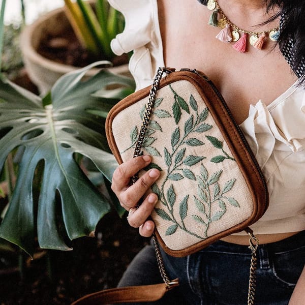 Leafy Vegan Suede Sling Bag — Dhaaga Life