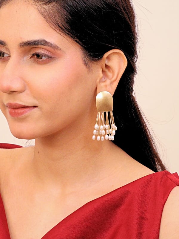 Roshanara Brass Earring for Women 18K Gold Plated — Viana Jewels