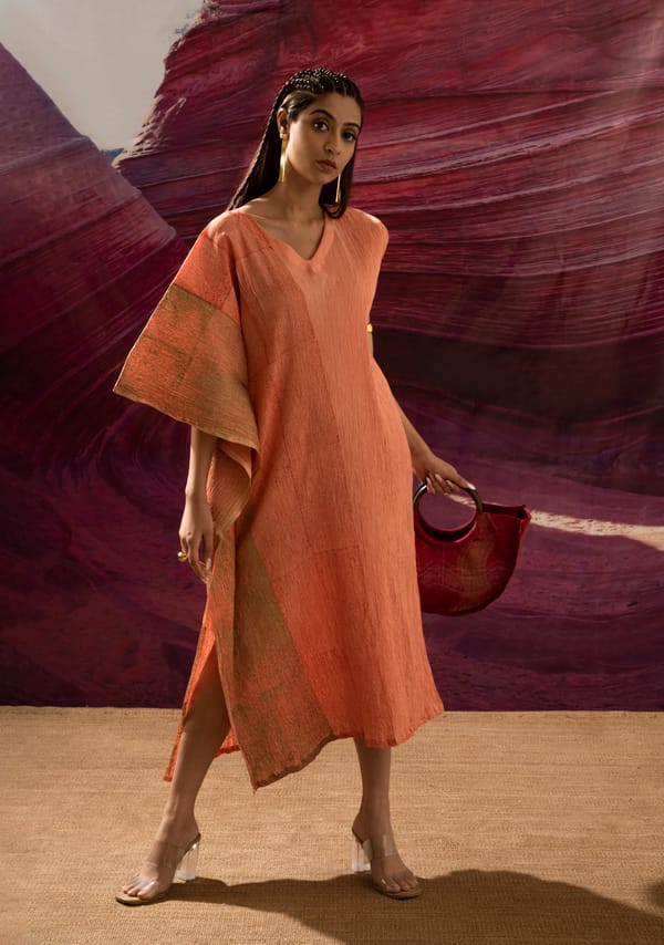 Peachy Crinkle Kaftan with Slip and Scandanavian Stole — Banana Labs