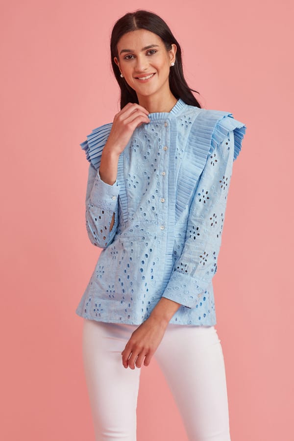 Pleats Please Eyelet Lace Blouse — BOHO-CHIC