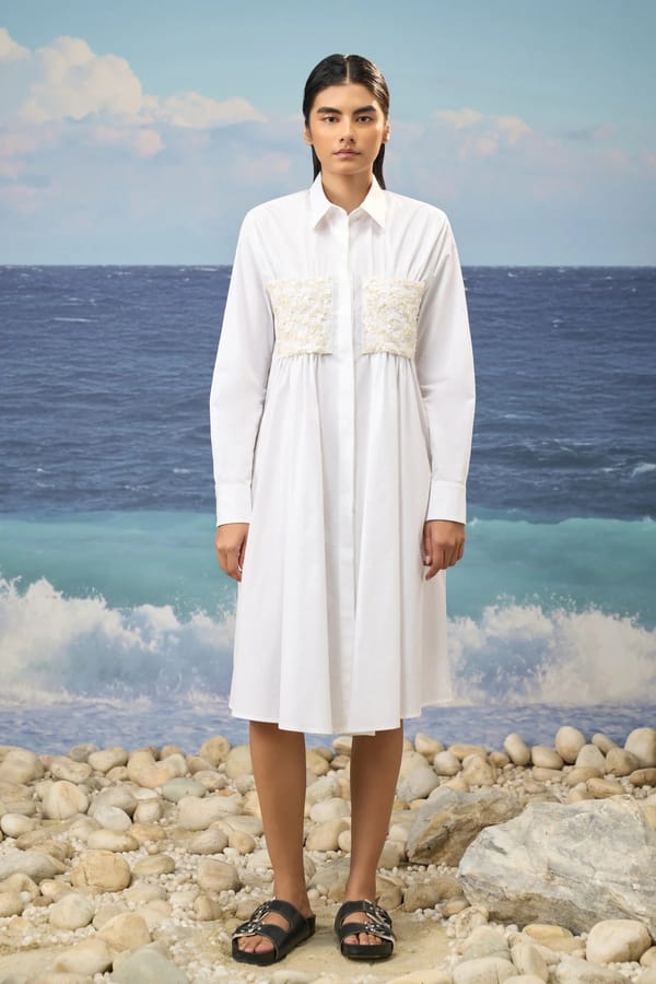 White Premium Giza Cotton Shirt Dress — Genes Lecoanet Hemant