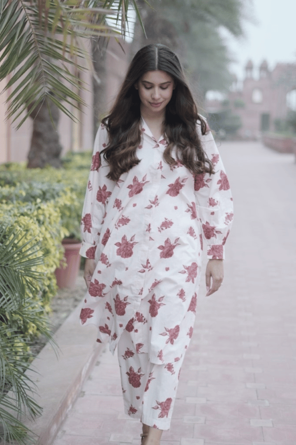 Vintage Rose: Cotton Long Shirt — SHIVANI BHARGAVA