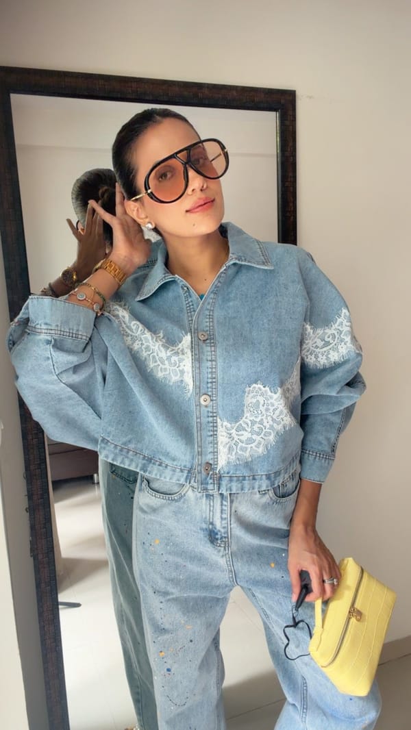 Lace Detail Denim Shacket — CLOSET AFFAIR