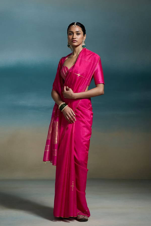Nayika Handloom Chanderi Pink Sarees — Dressfolk