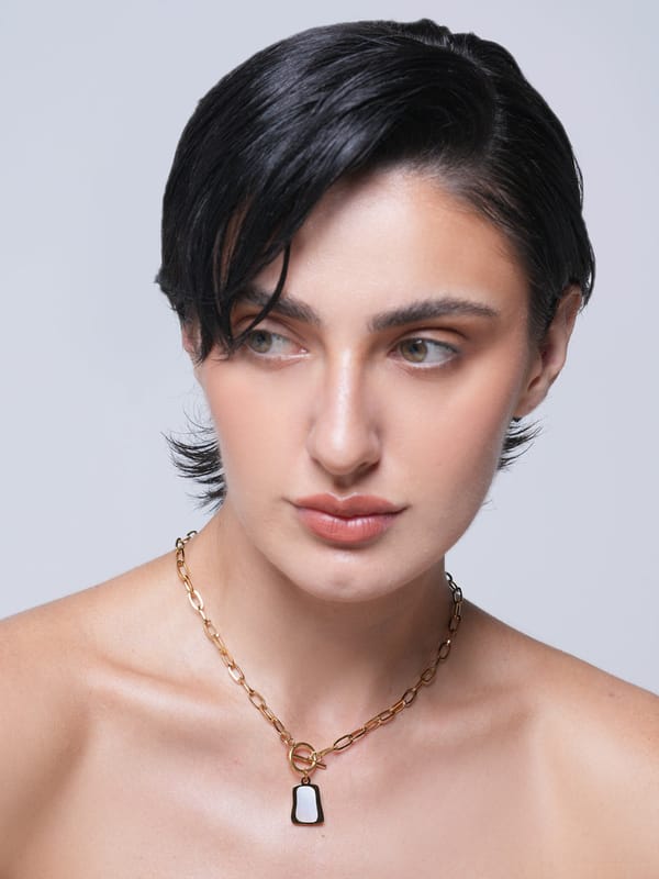 White Shell Square Pendant Necklace — Cao Jewellery
