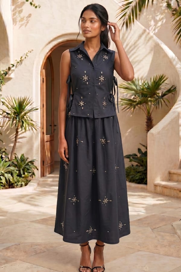Embellished Sleeveless Co-Ord Set — BOHO-CHIC