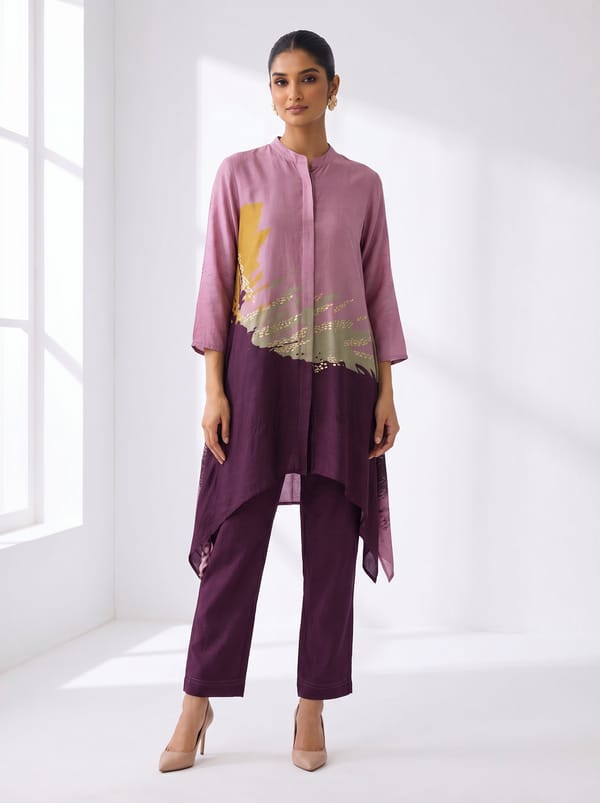 Lilac Ombre Tunic and Straight Pants Co-ord Set — CLOS