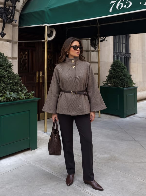 Belted Cape Knit Jacket — LUSTRIN