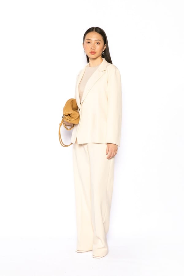 Cream Tailored Blazer and Straight Trousers Co-ord Set — Contemponari