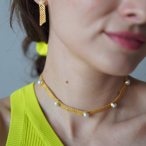 Flat Chain Pearl Choker — She Ela Jewel