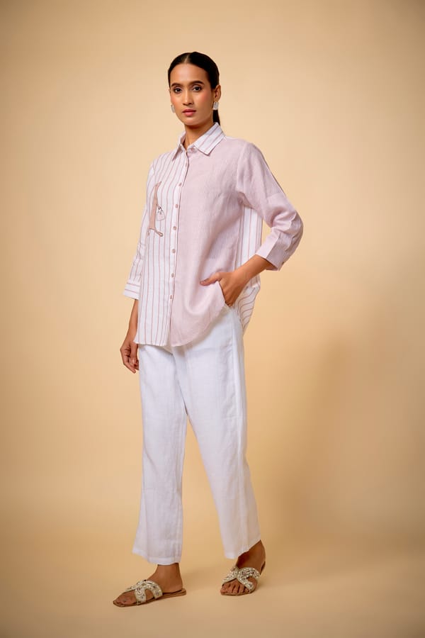 White Linen Wide-Leg Relaxed-Fit Trousers — Linen Bloom