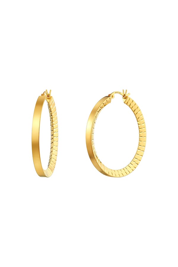 Tapered Ridges Large Hoop Earrings — Miss Jo