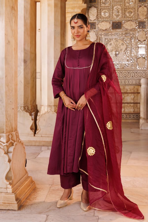 Cotton Silk Gota Patti Anarkali Set — Bannhi by Priyanka Rathore