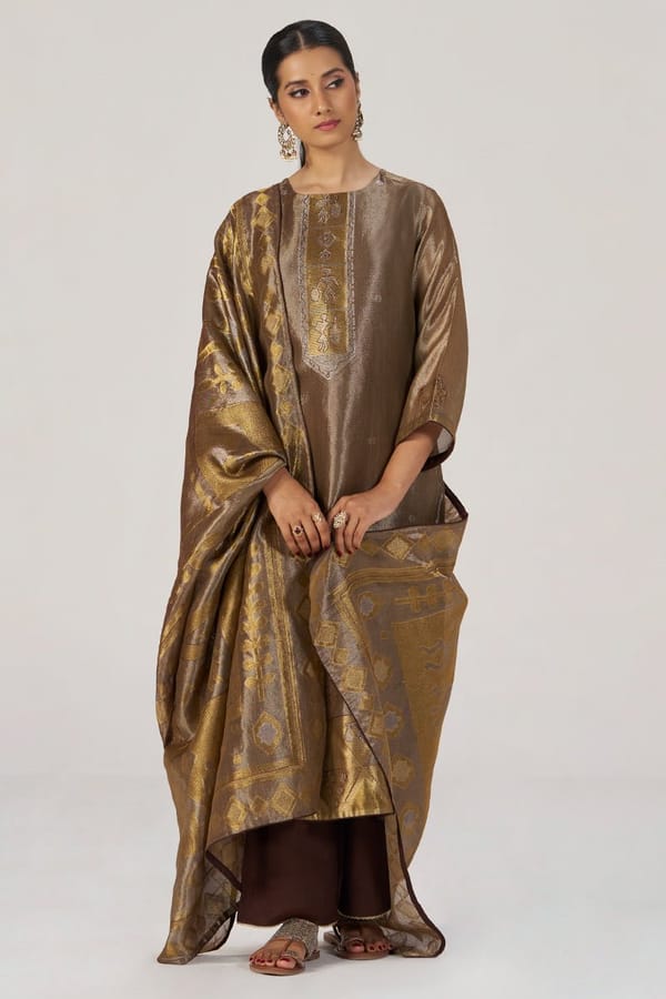 Glittered Chocolate Fudge Kurta Set — Ganga Fashions Pvt Ltd